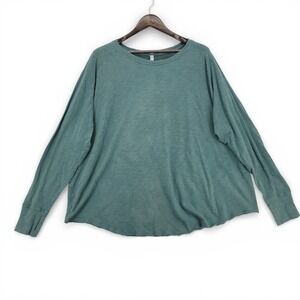 Zella Women 2X Long Sleeve Top 100% Cotton Green Athleisure Casual